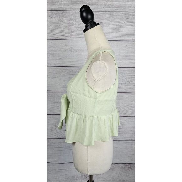 Zara Peplum Cropped Deep V-Neck Halter Top Mint Green Size Small - Picture 3 of 11